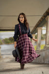 Academia Checked Skirt Burgundy/Navy