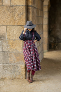 Academia Checked Skirt Burgundy/Navy