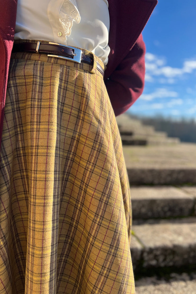 Adèle Skirt Yellow/Bordeaux Checks