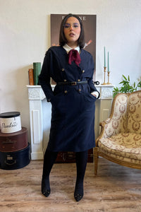 Textured Blue Military Dress