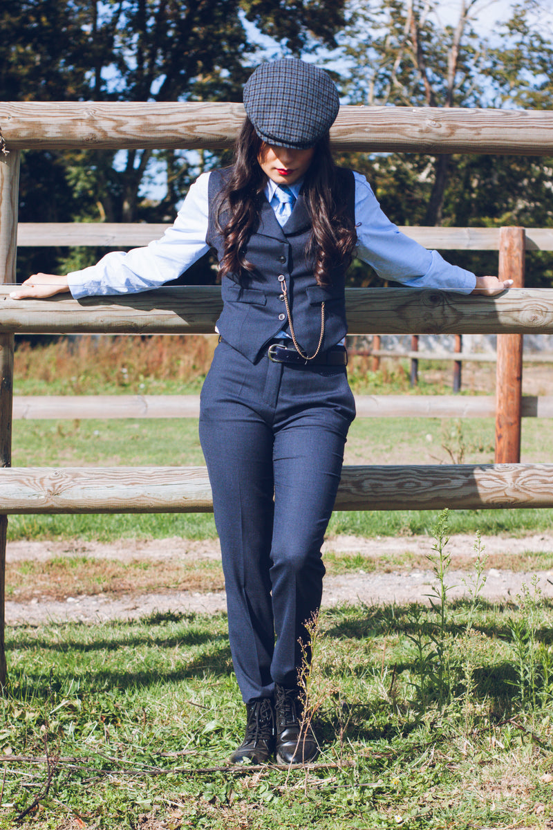 Textured Blue Peaky Jacket with Collar