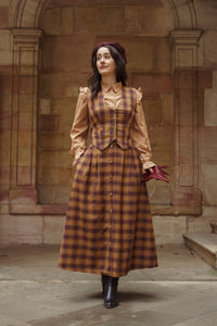 Jupe Benedicte Tartan Camel/Bordeaux